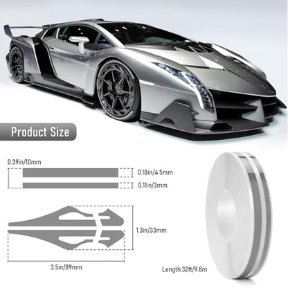 Car Pinstriping Tape, 32Ft Car Vinyl Striping Tape Stripe Decal Waistline Body Side Striping Tape Emblems Trim for DIY Car Racing Motorcycle SUV Pickup (Gray) - color: Gray-1