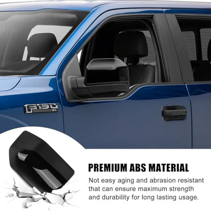 Glossy Black Direct Replacement Side Mirror Covers Caps for 2015-2020 Ford F150, Directly Replace Style, Not Sticker Style (Black) - color: Black