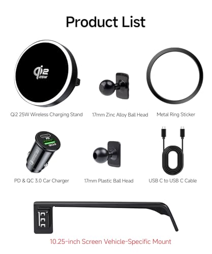 Qi2.2 Max 25W Fast Wireless Car Charger Phone Holder for 2019-2022 BMW 3 Series /2021-2023 4 Series/2022-2024 2 Series 10.25-Inch Screen, Magnetic Phone Mount Compatible with MagSafe