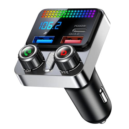 Bluetooth 5.4 Car Adapter 48W Charging USB Bluetooth Adapter for Car,Wireless Fm Transmitter Radio,Song Switching,Handsfree Calling and Audio Receiver,HiFi Music Player,Matrix LED Effects
