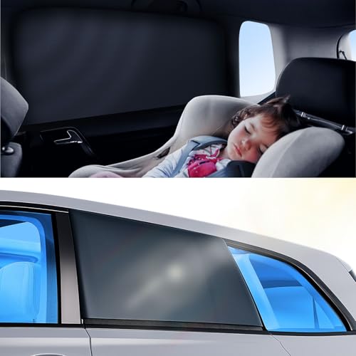 Doogoocoo Car Window Shades for Baby, [100% UV Block & Ice-Crystal Cooling] Breathable Car Shade for Back Window Universal Fit for SUV, Sedan, 2 Pack, Privacy & Safety (Large) - size: Large