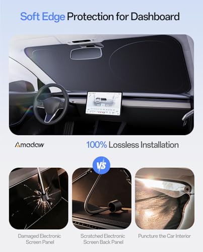 Windshield Sun Shade | Double-Layer UV Block & Heat Insulation | Keeps Car Cool & Protects Interior, Foldable Reinforced Memory Steel Frame, Easy Storage with Bag, 2XL Size 75" L x 37" W - size: 2XL | 75"L x 37"W