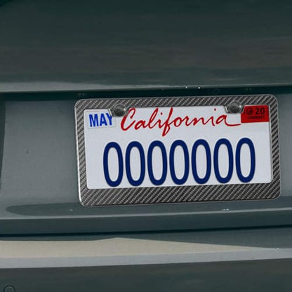 Aootf Carbon Fiber License Plate Frame- Handcrafted of 100% Real Carbon Fiber Cloth Wrap Stainless Steel Frame | Rustproof License Plate Screws with CF Screw Caps | Gloss Black 2 Holes | 1 Pack - style: 1 Pack-Wide Edge 2 Hole
