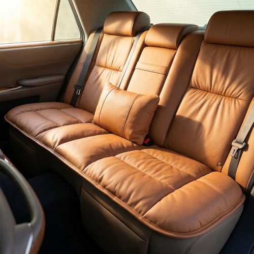 A leather rear seat cushion specially designed for cars - made by hand - can relieve pain in the buttocks, pressure points, and sciatic nerve. | Rear seat cover (Red Flag Brown, Rear Seat Cushion) - color: Red Flag Brown, size: Rear Seat Cushion