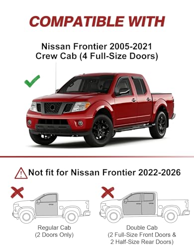 Outside-Mount Window Rain Guards Fit for 2005-2021 Nissan Frontier Crew Cab, Extra Durable Window Visors Wind Deflector Dark Smoke Vent Shades Car Tape-on with Thicker 4PCS - size: Fit for 2005-2021 Nissan Frontier Crew Cab