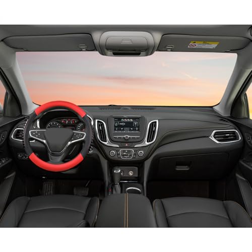 West Llama Nappa Leather Car Steering Wheel Cover Gel Massage,Cool in Summer,Universal 15 inch(Red+Black-Standard Size) - color: F-Red+Black, size: Standard size (14 ½''-15'')