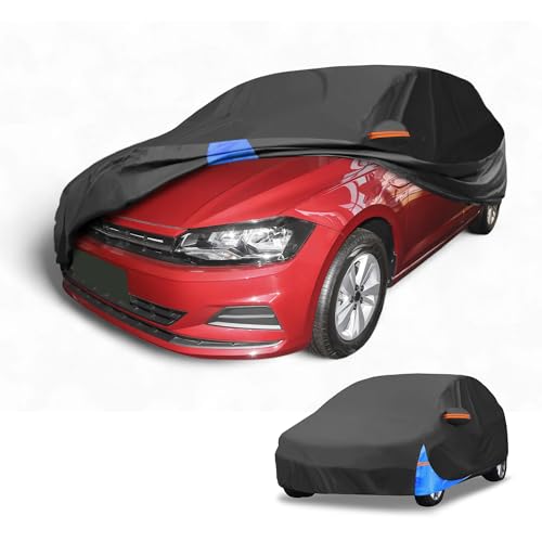 Waterproof All-Weather Universal Car Cover with Right Side Zipper, 190T Polyeste Black Blue Fits for Hatchback Up to 163" Length - size: Fit for Hatchback Length Up to 163"