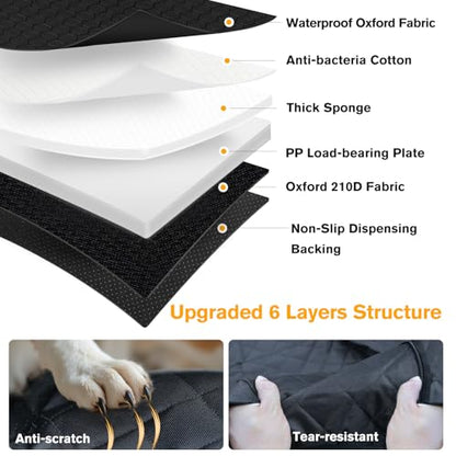PETICON Back Seat Extender for Dogs, Hard Bottom Dog Car Seat Cover - Supports 400lbs, Rear Seat Pet Cover with Mesh Window, Waterproof Dog Hammock for Car SUV - color: black