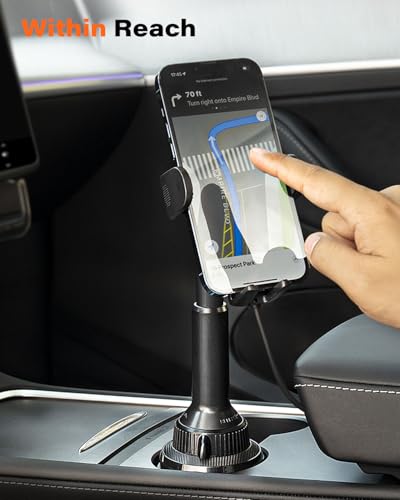 APPS2Car 15W Qi Wireless Car Charger Solid Cup Holder Mount, Adjustable Long Arm & 360° Rotation, Fits 3"–4" Round Cup Holders, Works with Cases ≤ 4 mm (No Metal Attachments) - color: Upgraded Wireless Charger