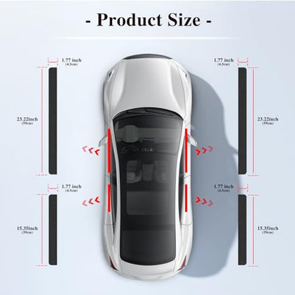 Auprite Black Carbon Fiber Universal Car Door Sill Protector, 4Pcs, Anti-Scratch, Magnetic, TPU Material
