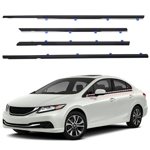 ItranMc Car Window Weather Stripping Molding Trim Belt,Compatible with Honda Civic 2012-2015 4-Door Sedan,Replace#72450-TR0-A01 72410-TR0-A01 72950-TR0-A01 72910-TR0-A01 - style: Civic 2012-2015