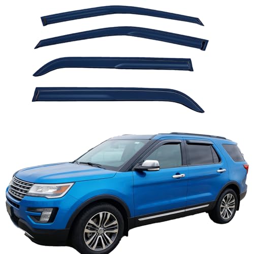 Tape On Window Visors Rain Guards Compatible with 2011-2019 Ford Explorer, Side Vent Window Deflectors Vent Visors Shade for Ford Explorer 11-19,Truck Accessories-4pcs - size: For Ford Explorer 2011-2019