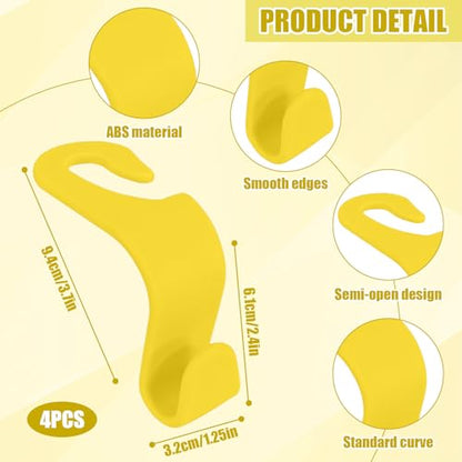 4 PCS Car Seat Hooks Set,Universal Car Headrest Hooks for Bags Purses Groceries, Back Seat Organizer Hanger,Yellow - color: Yellow