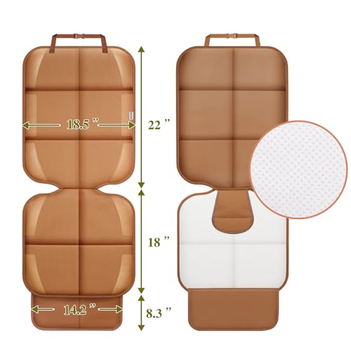 Meolsaek Car Seat Protector for Child Car Seat, Durable 600D Fabric Waterproof Car Seat Cover with Thick Pad Non-Slip Backing，No Imprints (Tan-2 pcs) - color: Tan-2 pcs