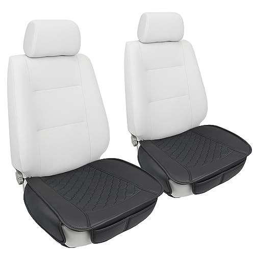 Elantrip Luxury Leather Car Seat Covers, Anti-Slip & Waterproof, Full Protection with Storage - Fits Most Cars, SUV, Trucks(Black, 2-Pack) - color: Black