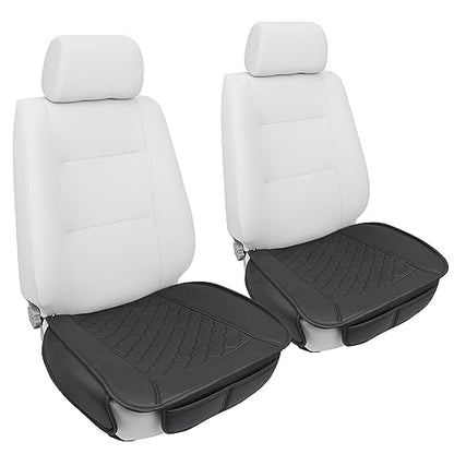Elantrip Luxury Leather Car Seat Covers, Anti-Slip & Waterproof, Full Protection with Storage - Fits Most Cars, SUV, Trucks(Black, 2-Pack) - color: Black