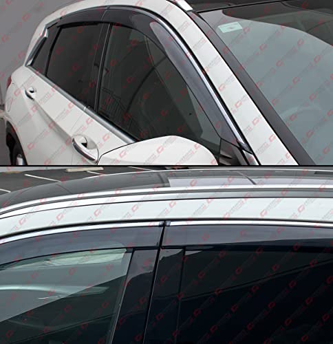 Premium Luxury Smoke Tinted Window Visor Rain Guard W/Clips & Chrome Trim Compatible for 2019-2022 Infiniti QX50