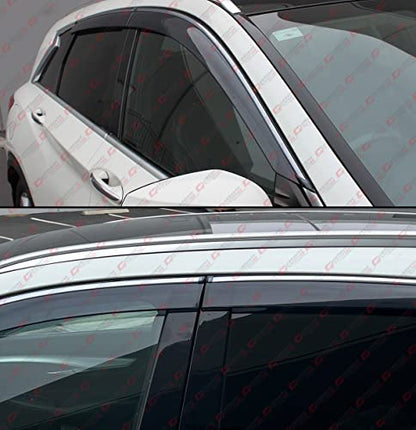Premium Luxury Smoke Tinted Window Visor Rain Guard W/Clips & Chrome Trim Compatible for 2019-2022 Infiniti QX50