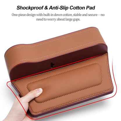 2PCS Car Seat Gap Filler Organizer, Leather Multi-Functional Vehicle Console Gap Pocket Organizer with Cup Holder, Automotive Seat Crevice Filler Storage Box, Universal for Vehicles (Black)