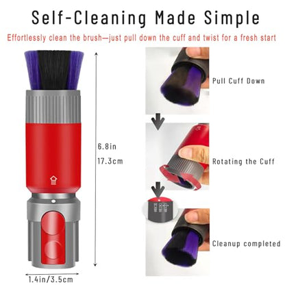 Scratch-free Dusting Brush & 63”Flexible Extension Hose Attachments for Dyson GEN5 V15 V12 V11 V10 V8 V7 Cordless Vacuum Cleaner, Ideal for Car Detailing, Keyboard/Blinds Cleaning,Delicate Surfaces - style: Dusting Brush & Extension Hose