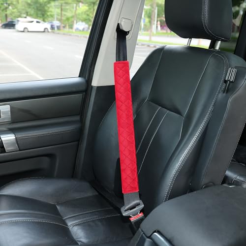 Amooca Soft Automotive Seat Belt Cover Seatbelt Shoulder Pad Neck Protector Cushions Universal Fit SUV Trucks Backpack Red Extra Long 19.7in - color: Red, size: 19.7in-1pc