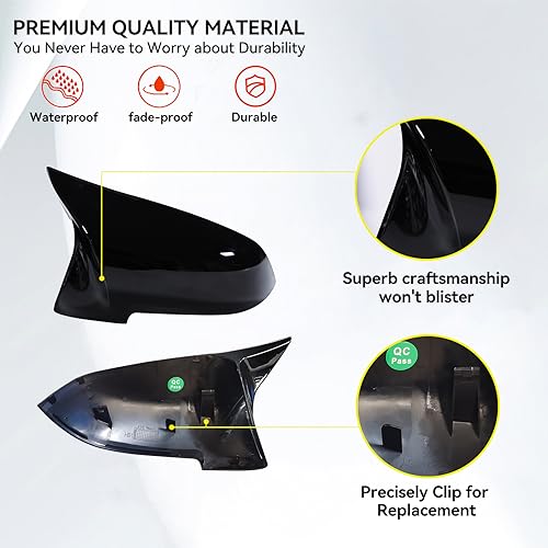 Mirror Caps for F10 - Durable Quality Glossy Black, Mirror Covers Compatible with F10 F11 F18 2014-2018 - Upgrade Your Ride Now - size: Glossy Black