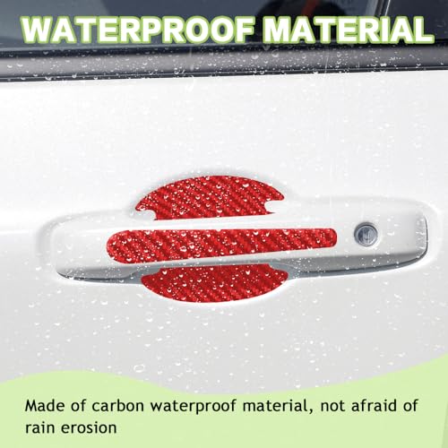 8PCS Car Door Handle Scratch Protector, Paint Guard Cover, Carbon Fiber Bowl Sticker, Protective Film for Most Handles (Red) - color: Red