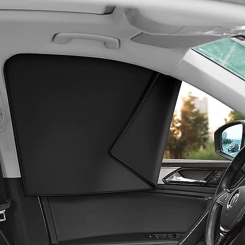 Ovege Car Side Window Sun Shade Magnetic Car Curtain Suction Magnetic Suedette －Front Seat 2pcs - color: Black-Suedette, size: Front Seat 2pcs