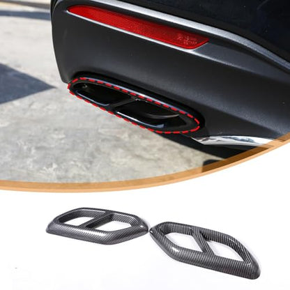 2PCS Car Exhaust Pipe Cover Compatible with Mercedes-Benz GLC Class 2023 Exhaust Tail Pipe Cover Trim Rear Bumper Exhaust Pipe Cover ABS Exterior Accessories (Carbon Fiber) - style: Carbon Fiber