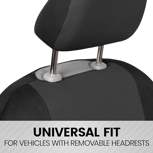 BDK PolyPro 2-Pack Front Car Seat Covers Set in Charcoal/Black - Front Seat Covers for Cars Trucks Vans SUVs Sedans, Easy to Install Front Car Seat Cover Protection, Universal Fit Car Accessories - color: Charcoal Gray