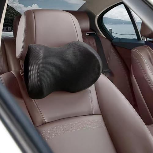 Super Comfy Car Headrest Pillow, Car Pillow for Neck Pain Relief with Adjustable Strap, 100% Memory Foam & Breathable Removable Cover, Ergonomic Design - Softness Travel Car Neck Pillow(Black, 1PC) - color: Pack of 1/Black/Super Comfy