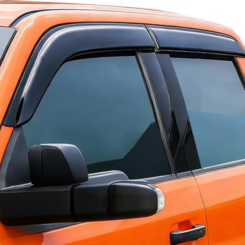 Tape On Side Window Rain Guards Window Visor Vent Deflectors Compatible with Ford F-150 SuperCrew/Crew cab 2015-2026, 2017-2022 Raptor Also Fits 2017-2023 F-250 F-350 Wind Deflector Sun Visor Smoke - size: For 15-24 F150 Crew Cab
