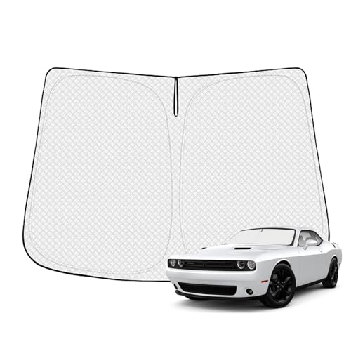 Canvcle Windshield Sun Shade for 2015-2025 Dodge Challenger Accessories Thicken 6-Layer Front Window Sunshade Cover Sun Visor Protector Foldable Block UV Rays Keep Vehicle Cool - size: 1PCS Dodge Challenger 2015-Present