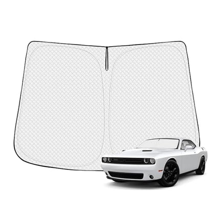 Canvcle Windshield Sun Shade for 2015-2025 Dodge Challenger Accessories Thicken 6-Layer Front Window Sunshade Cover Sun Visor Protector Foldable Block UV Rays Keep Vehicle Cool - size: 1PCS Dodge Challenger 2015-Present