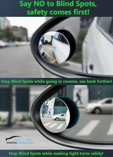Blind Spot Car Mirror 2 Pack-2 Inch Round Rear View Convex Mirrors for Cars/SUVs/Motorcycles/Trucks/Trailers/Snowmobiles/Bicycles/RVs/Boats/Golf Carts with Rust Resistant Frame-HD Real Glass