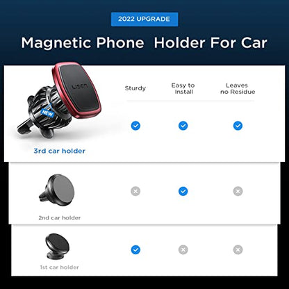 LISEN Magnetic Phone Holder for Car Upgraded Clip Ultra Car Phone Holder 6 Strong Magnets Cell Phone Holder Car Magnetic Case Friendly Phone Car Holder Mount for 4-6.7 inch Smartphones (Red) - color: Red