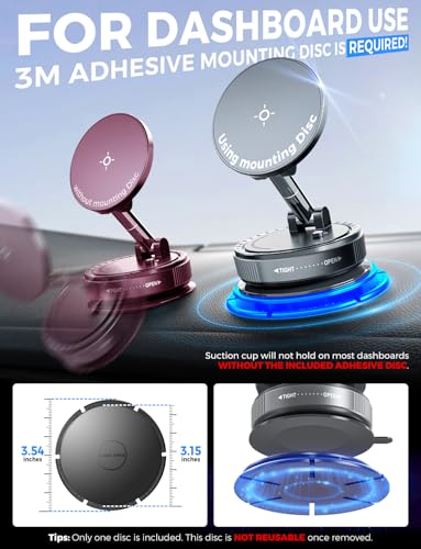 eSamcore Vacuum Magnetic Phone Holder for Car, for Magsafe Car Mount for Windshield, Foldable Stand Suction Cup for Mirror, Glass, Screen, Gym, Smooth Surfaces Compatible with iPhone - style: Vacuum Phone Holder