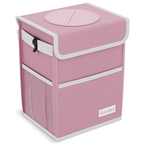 K KNODEL Waterproof Car Trash Can with Lid, Leak-Proof Garbage Bag, Hanging Bin for Women (Pink, Medium) - color: Pink, size: Medium