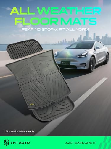 YHTAUTO Cargo Liners Compatible with Tesla Model Y 2020-2025, TPE Floor Liners All Weather Custom Fit, Frunk Mat & Cargo Trunk Mat & Lower Storage Mat, Set of 3, Black - size: Rear Cargo Mats (3 Pieces)