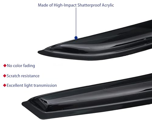 Window Visors Rain Guards fits 2014-2021 Cherokee, Out-Channel Window Wind Deflectors Vent Shades Accessories, Dark Smoke 4 Pcs, 2015 2016 2017 2018 2019 2020 - size: 2014-2021 Cherokee