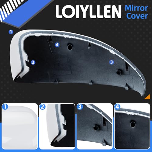 Passenger Side Mirror Cover Replacement for Chevrolet Chevy Cruze 2009 2010 2011 2012 2013 - Right Side Mirror Covers, Rear View Mirrors Cap Accessories White