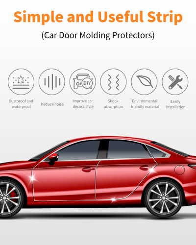 16Ft Chrome Car Trim Strip, Self-Adhesive Automotive Exterior and Interior Side Body Moulding, 1/4 inch (6mm) Scratch-Proof Silver DIY Accessories for Decorate Bumper Door Window