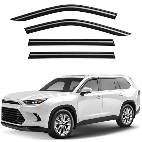 Window Deflectors Smoke Tinted Tape-On Side Window Vent Visor Deflectors Rain Guards Compatible with Toyota Grand Highlander 2024-2026 - 4pcs. GW0808 - color: For Grand Highlander 24-26