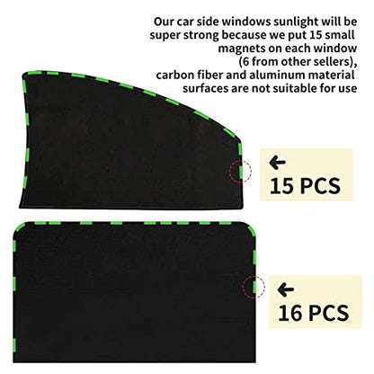 ZATOOTO 4 Pcs Car Window Cutains - Black Silk Magnetic Privacy Side Front Rear Protection Covers - Sun Shades Keeps Cooler for Kids Sleeping - color: Black Faux Silk Flat-Full Set 4PCS