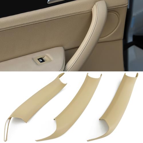 3PCS Car Door Handle Covers Fit For BMW X3 F25 2011-2017 , X4 F26 2014-2018 Interior Door Handle Cover Door Pull Handle Protective Decorate Covers (3PCS Side door handle Beige) - color: 3PCS Side door handle Beige