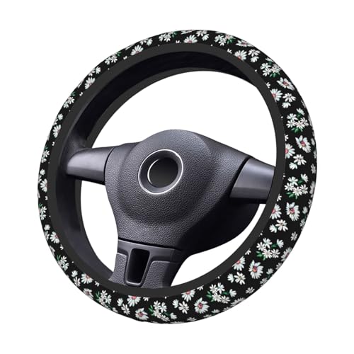 Daisy Flower Print Elastic Steering Wheel Cover Universal 15 Inch - color: 2
