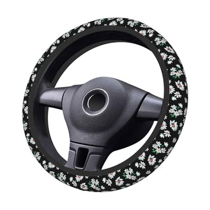 Daisy Flower Print Elastic Steering Wheel Cover Universal 15 Inch - color: 2