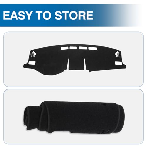 Custom Fit Dash Cover Compatible with Toyota RAV4 2019-2025 Dashboard Cover Accessories for RAV4 Non-Slip Polyester Dashboard Mat Custom Fit Center Console Sunshield Protector No Glare - size: RAV4 19-25(black)