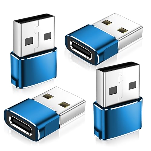 𝟒𝐏𝐚𝐜𝐤 𝐔𝐩𝐠𝐫𝐚𝐝𝐞𝐝 USB to USB C Adapter,Type-C Female to A Male Car Charger OTG Converter for Apple Watch Ultra 8 9 10,iPhone 16 15 14 13 Pro Max,Samsung S24,Nintendo Switch,AirPods,iPad,Car - color: Blue