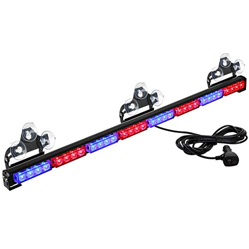 ASPL 36" 32LED Traffic Advisor Light Bar Warning Emergency Strobe Light Bar Directional Flashing Emergency Caution Lighting Led Safety Lights with 16 ft Straight Cord (Red/Blue) - color: Red/Blue